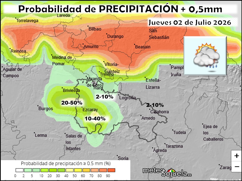 Probabilidad de precipitación según AEMET