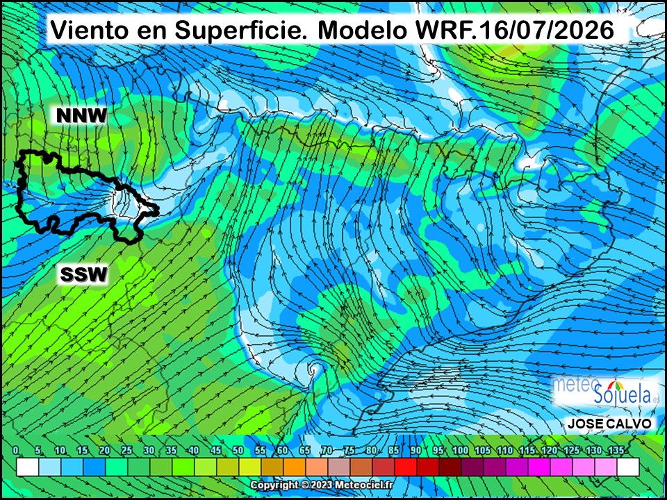 Viento en Superficie Modelo WRF Meteosojuela.