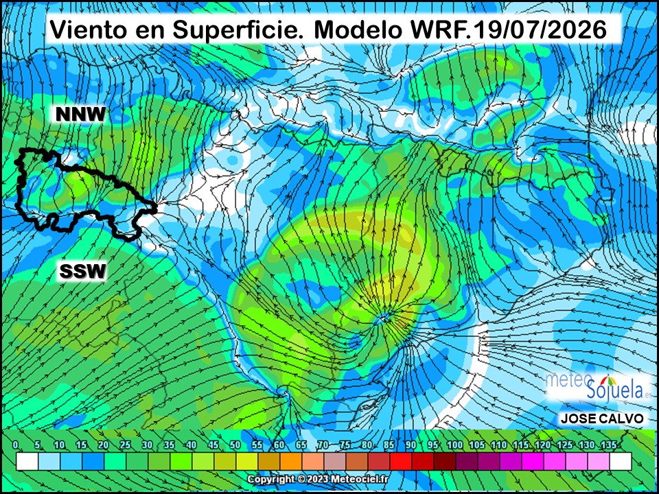 Viento en Superficie Modelo WRF Meteosojuela.