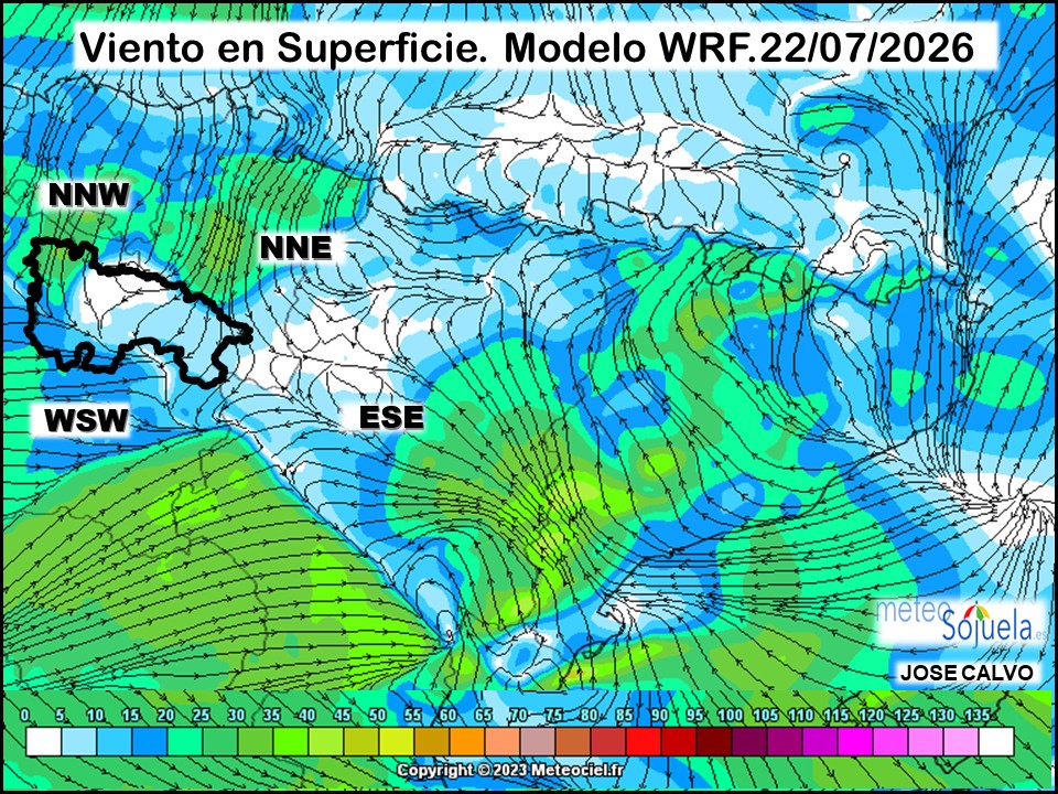 Viento en Superficie Modelo WRF Meteosojuela.