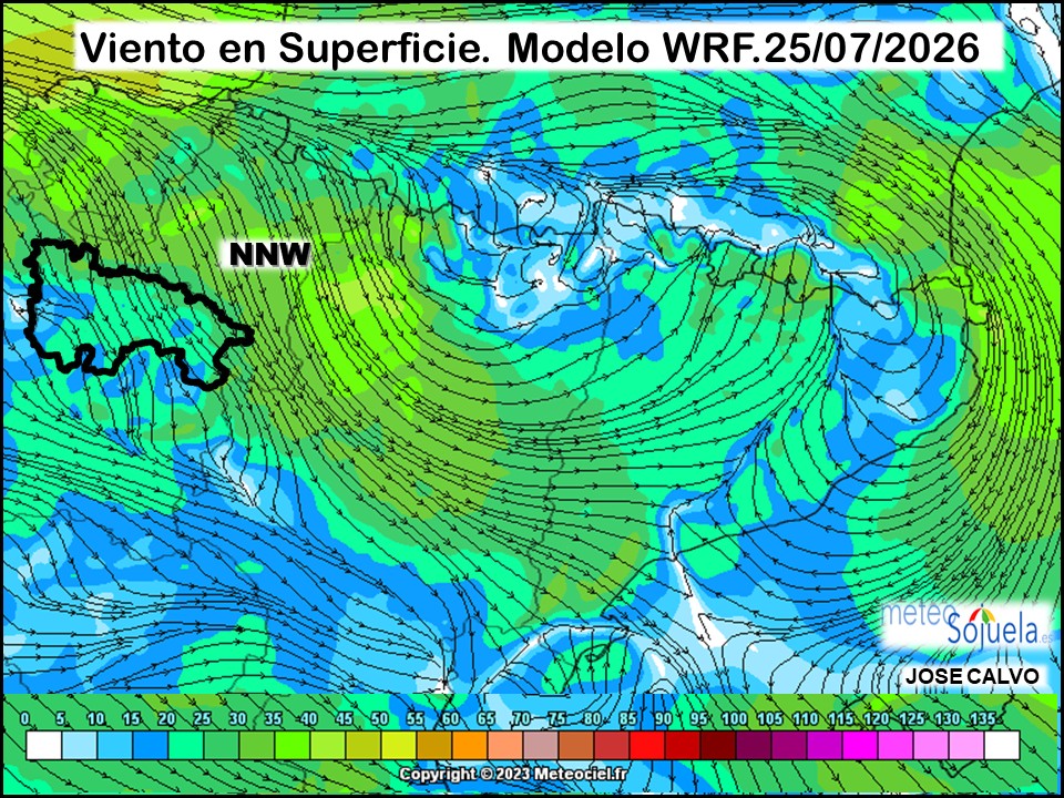 Viento en Superficie Modelo WRF Meteosojuela.