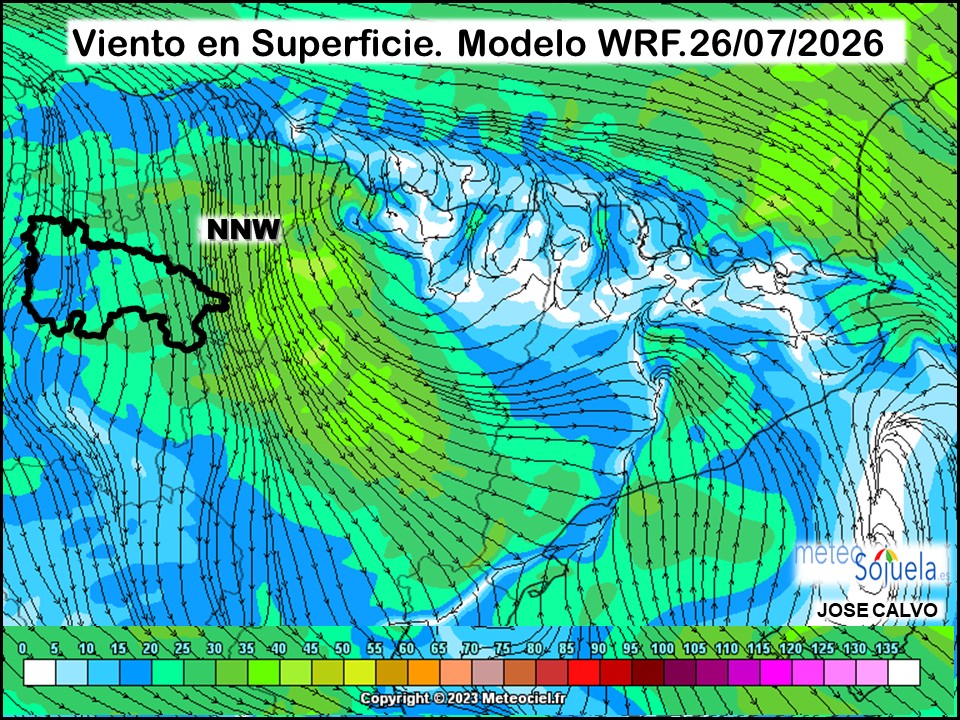 Viento en Superficie Modelo WRF Meteosojuela.