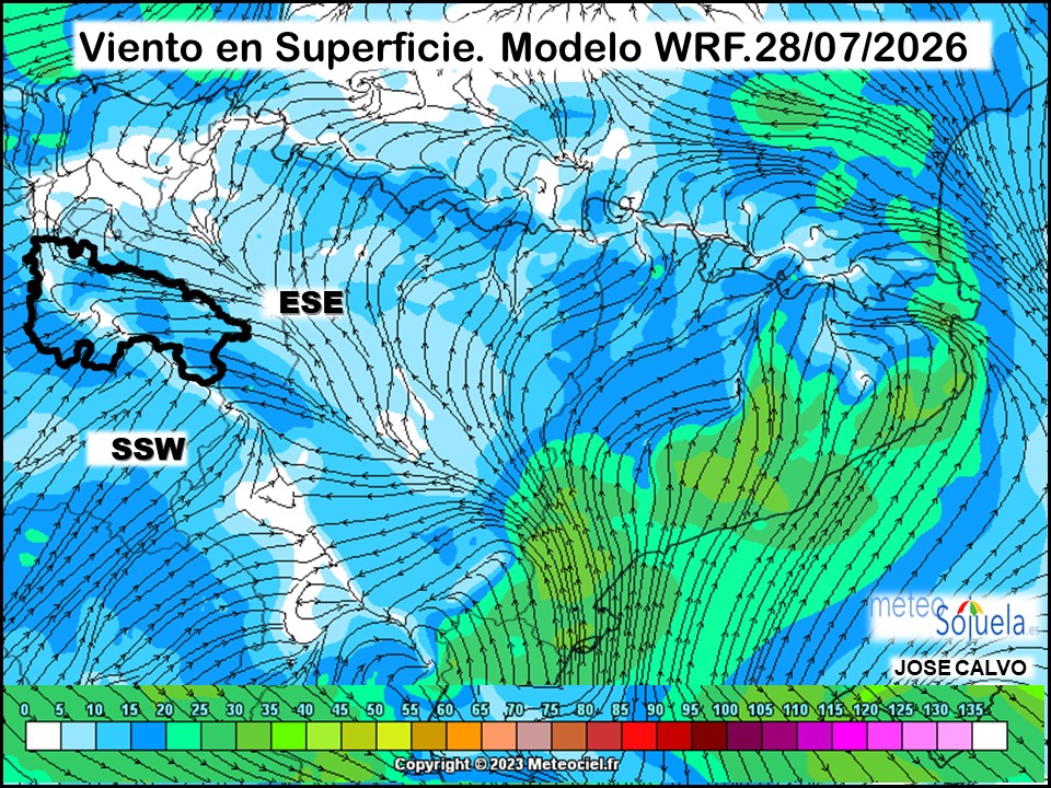 Viento en Superficie Modelo WRF Meteosojuela.