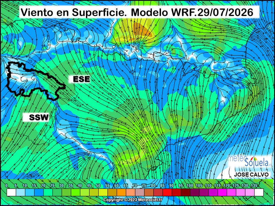 Viento en Superficie Modelo WRF Meteosojuela.