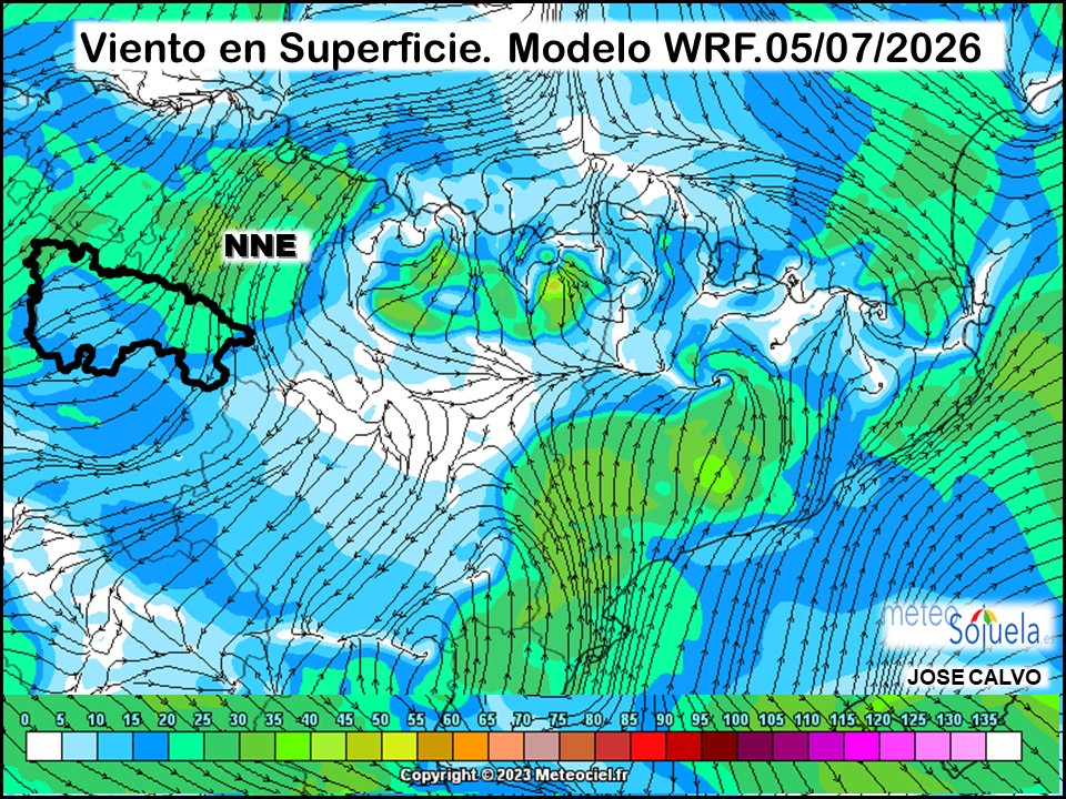 Viento en Superficie Modelo WRF Meteosojuela.