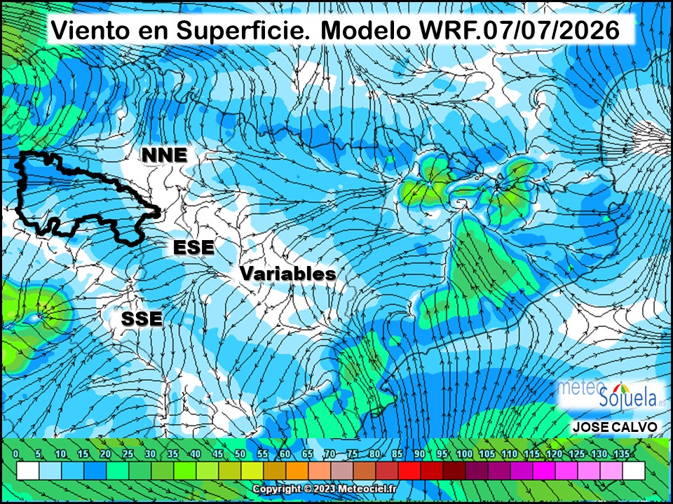 Viento en Superficie Modelo WRF Meteosojuela.