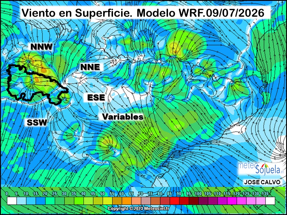 Viento en Superficie Modelo WRF Meteosojuela.