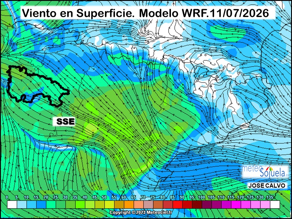 Viento en Superficie Modelo WRF Meteosojuela.