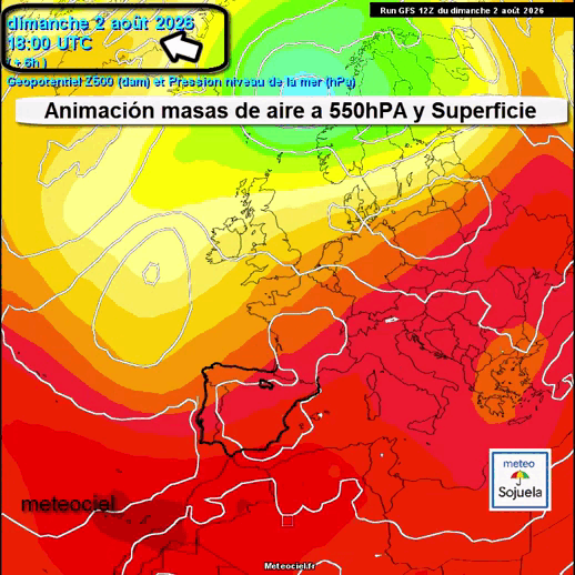 Animación Masas de aire 500hPa y Superficie. Meteosojuela