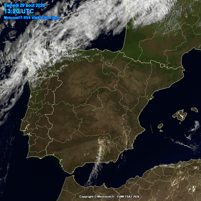 Animación imágenes satélite Meteosat. Despejado con frente por Nw