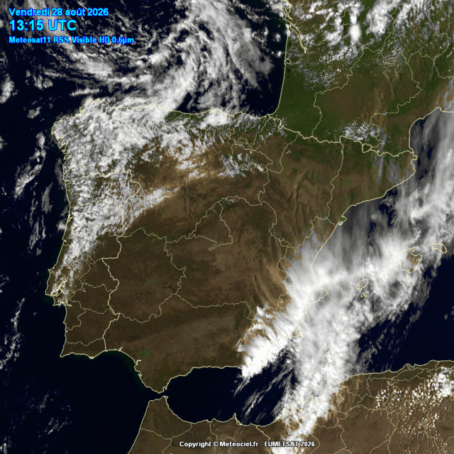 Animación imágenes satélite Meteosat. Nubosidad variable