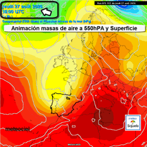 Animación Masas de aire 500hPa y Superficie. Meteosojuela