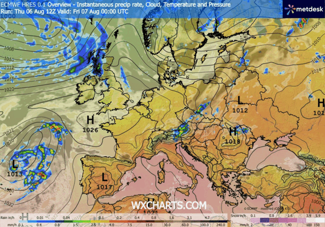 Animación Modelos de Centros de presión y borrascas GFS Europa. Meteosojuela La Rioja