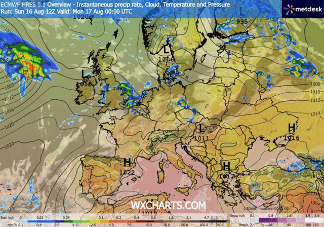 Animación Modelos de Centros de presión y borrascas GFS Europa. Meteosojuela La Rioja