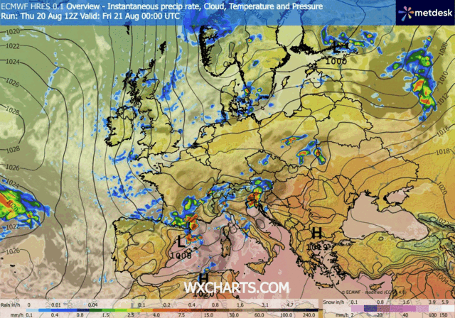 Animación Modelos de Centros de presión y borrascas GFS Europa. Meteosojuela La Rioja
