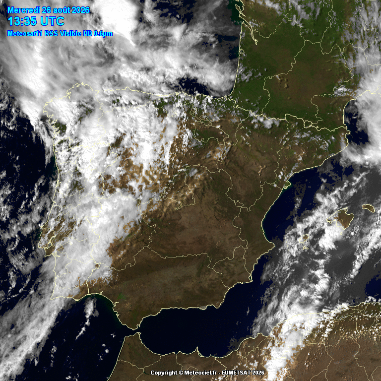 Animación imágenes satélite Meteosat. Frente en el Oeste peninsular