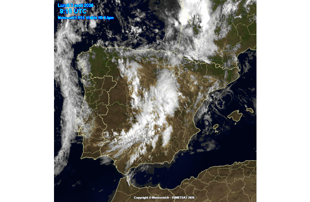 Animación imágenes satélite Meteosat. Línea de inestabilidad con tormentas