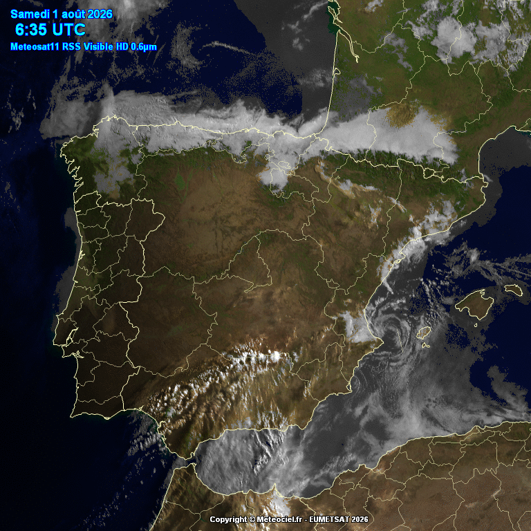 Animación imágenes satélite Meteosat. Nubes bajas a primeras horas con tendencia a despejar