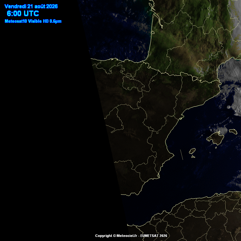 Animación imágenes satélite Meteosat. Nubosidad variable
