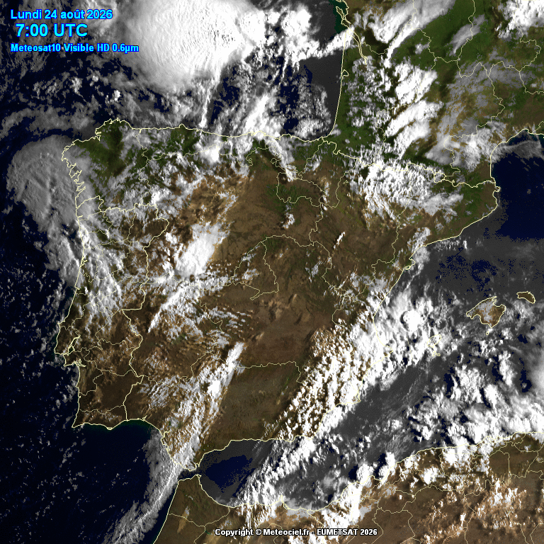 Animación imágenes satélite Meteosat. Nubosidad variable