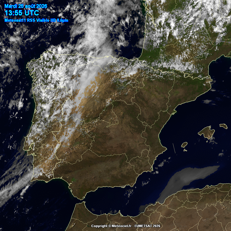 Animación imágenes satélite Meteosat. Nubosidad variable