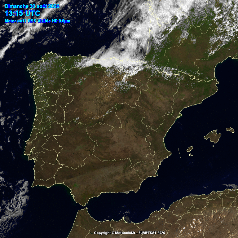Animación imágenes satélite Meteosat. Nubosidad variable