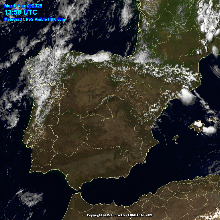 Animación imágenes satélite Meteosat. Nubosidad variable