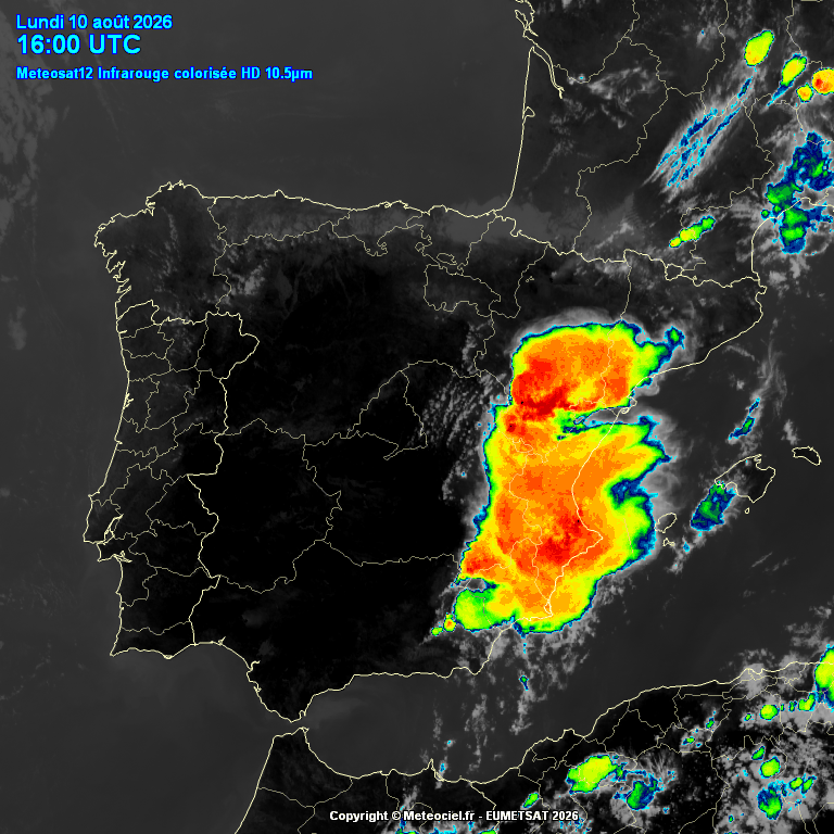 Animación imágenes satélite Meteosat. Tormentas de tarde