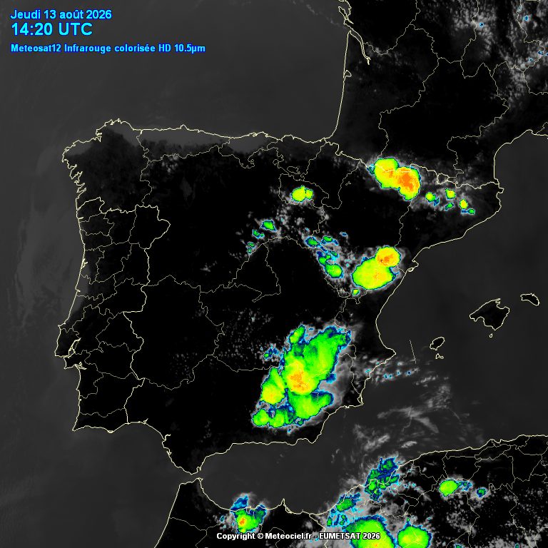 Animación imágenes satélite Meteosat. Tormentas de verano