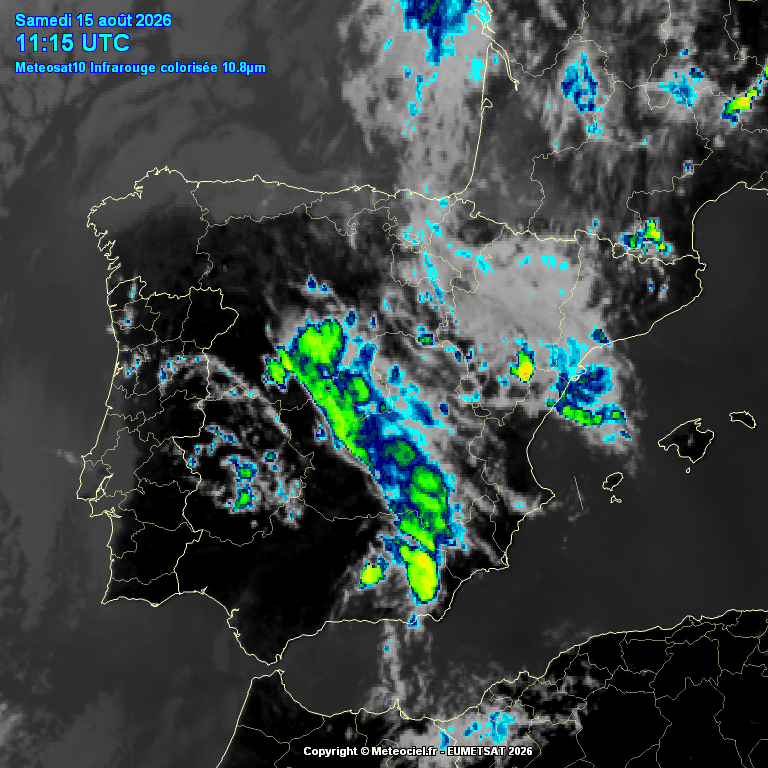 Animación imágenes satélite Meteosat. Tormentas de verano