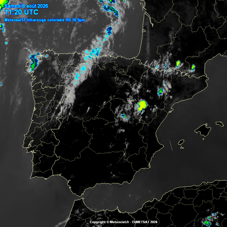 Animación imágenes satélite Meteosat. Tormentas de verano