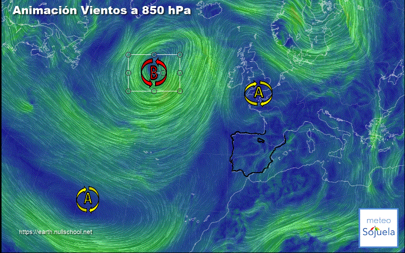 Animación presión y viento, Altas presiones de bloqueo.