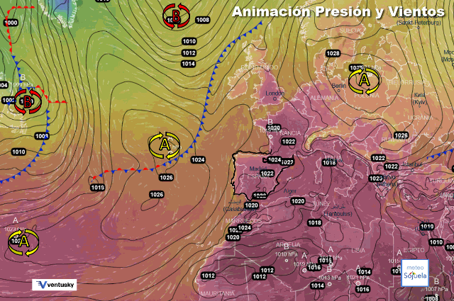 Animación presión y viento, Bloqueo anticlónico