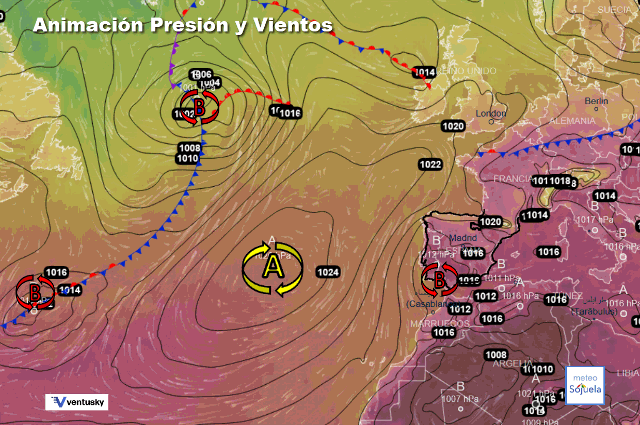Animación presión y viento, Bloqueo anticlónico