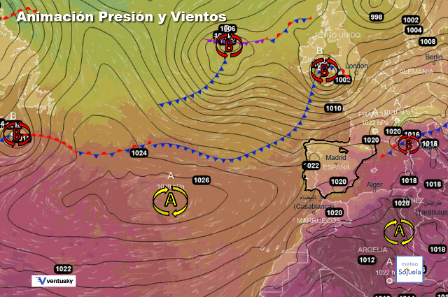 Animación presión y viento, Bloqueo anticlónico