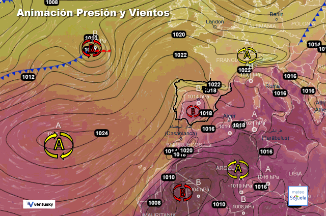 Animación presión y viento, Bloqueo anticlónico