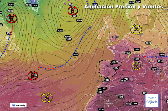 Animación presión y viento, Bloqueo anticlónico
