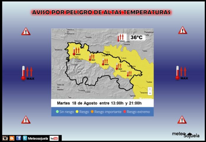 Aviso Amarillo por Altas Temperaturas en la Ribera 18. AEMET Aviso Amarillo por Altas Temperaturas en la Ribera 18. AEMET