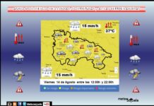 Avisos Naranjas y Amarillos por Lluvias, Tormentas y Altas Temperaturas.14 y 15 de Agosto Aviso Amarillo por Lluvias, Tormentas y Altas Temperaturas