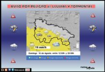 Aviso Amarillo por Lluvias y Tormentas en la Ibérica. Domingo 16 de Agosto Aviso Amarillo por Lluvias y Tormentas en la Ibérica