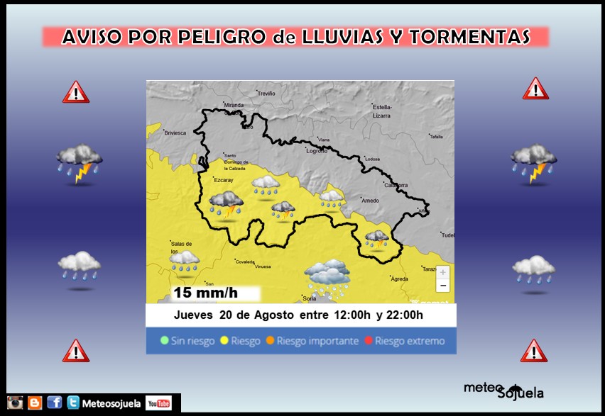 Aviso Amarillo por Lluvias y Tormentas en la Ibérica. AEMET