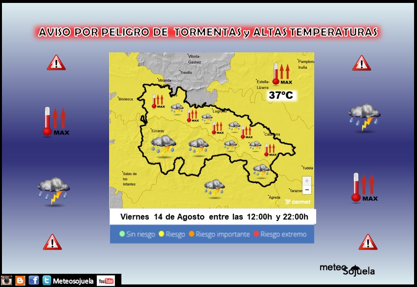 Aviso Amarillo por Tormentas y Altas Temperaturas AEMET