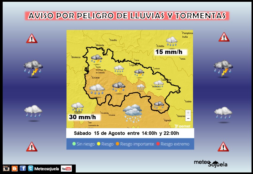 Avisos Naranjas y Amarillos por Lluvias y Tormentas . AEMET