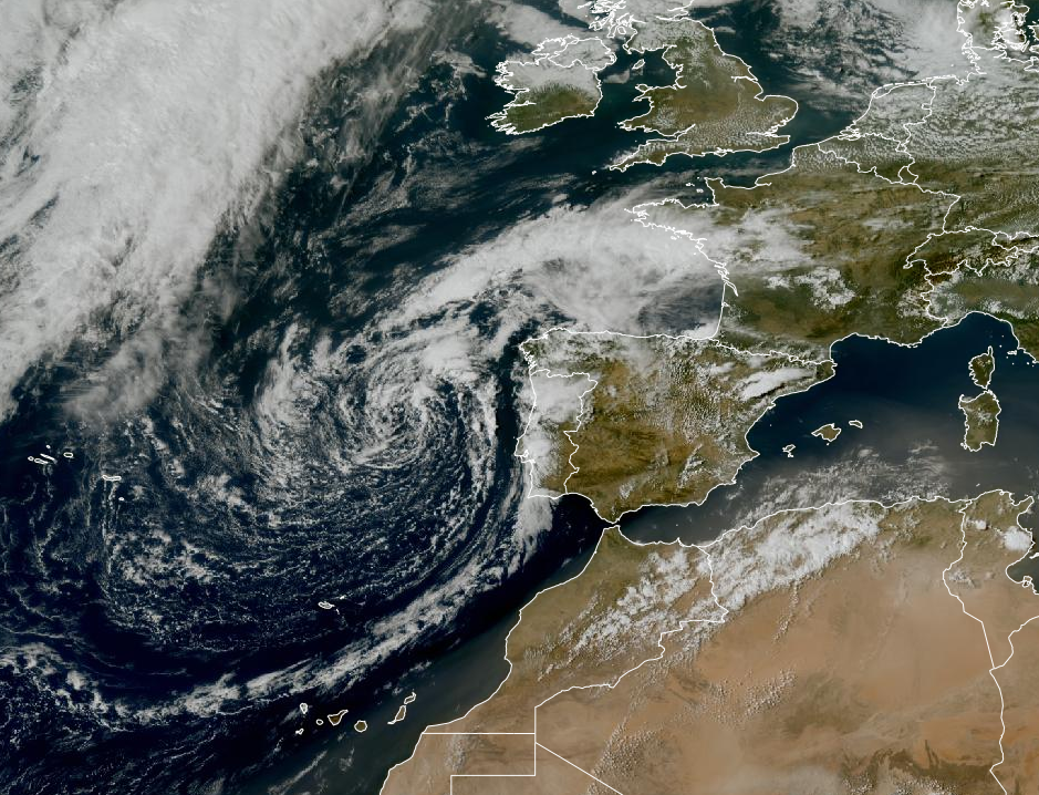 Imagen de satélite. Borrasca perfecta en el Atlántico