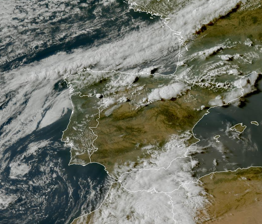Imagen de satélite. Frente y tormentas
