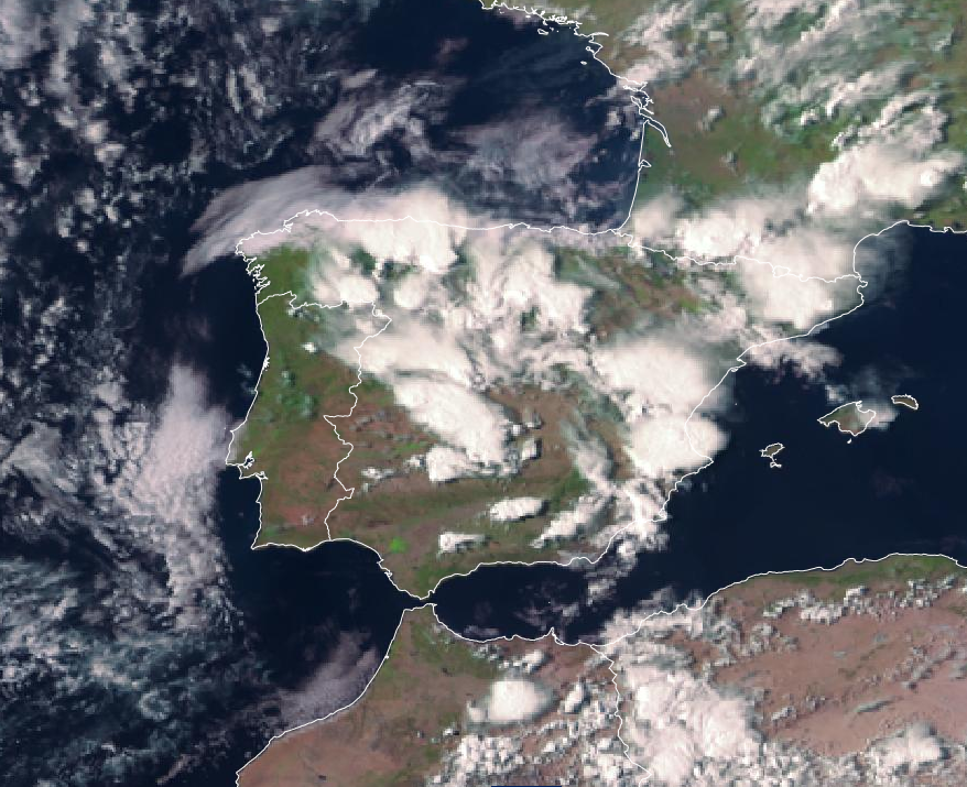Imagen de satélite. Inestabilidad con tormentas