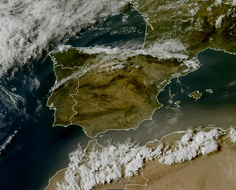 Imagen de satélite. Nubes bajas en el Nirte, medias y altas en nuestra región