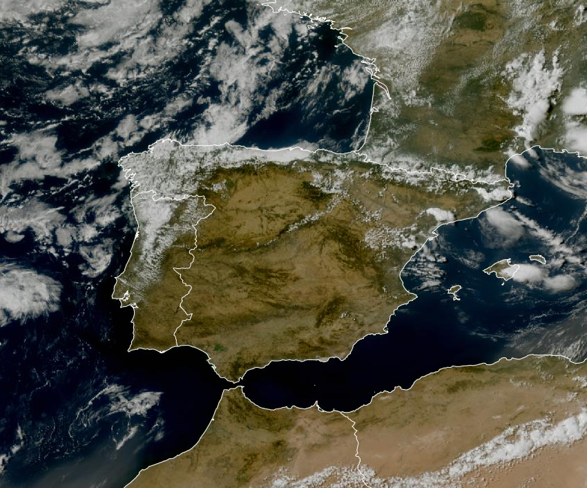 Imagen de satélite. Nubes bajas en el norte, variable en nuestra región.