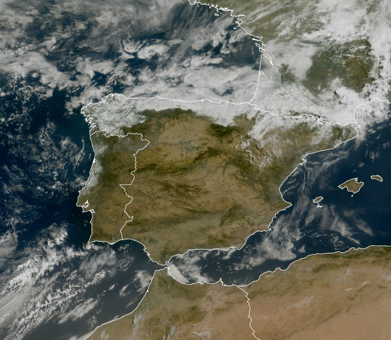 Imagen de satélite. Nubes de retencion, bajas en el norte con tendencia a despejar