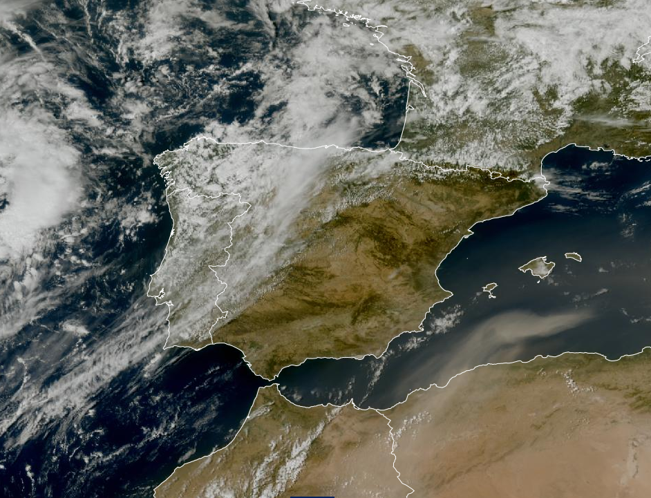 Imagen de satélite. Ojo de la Borrasca en Galicia, Tormentas en el Nordeste.pngFrente acanzando la península